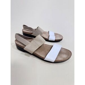 Munro Slingback Sandals Women's 10.5 M Beige White Leather Comfort Shoes